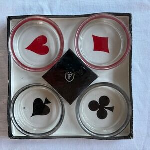 Vintage Card Suit Coasters Set Diamond Heart Spade Club Drink Barware